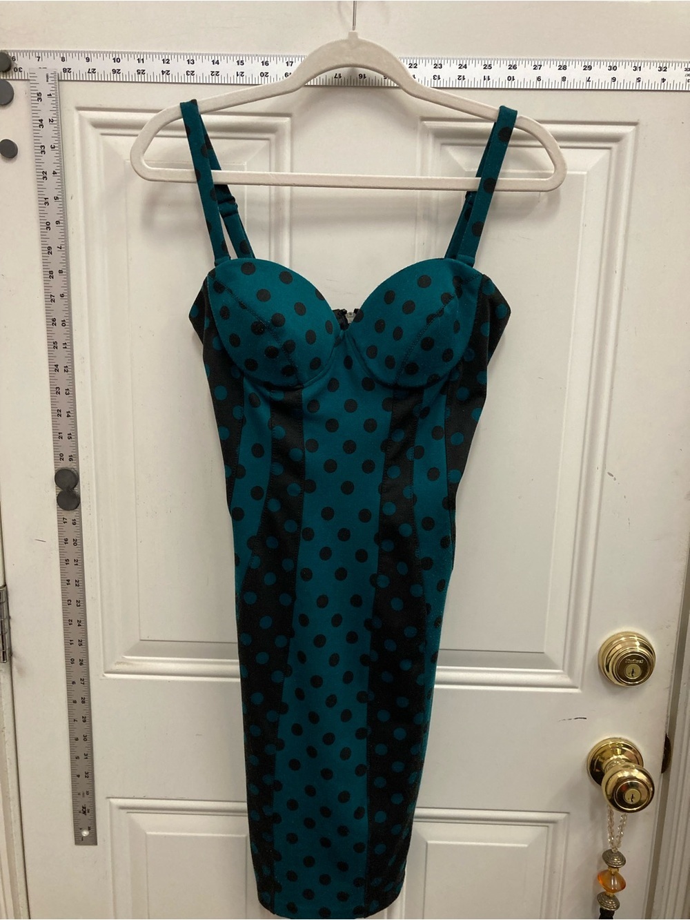 Teal & Black, Polka Dot, Kardashian Kollection, Body-con Dress